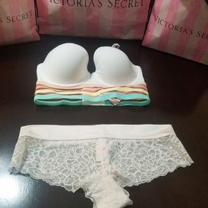 Bra Victoria secret 34DD+Pink Panty M- white